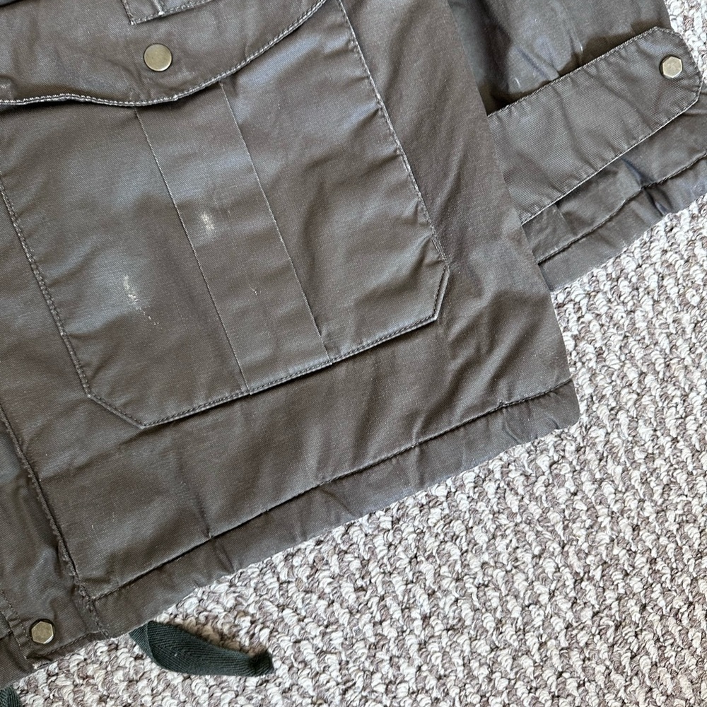 Timberland Waxed Canvas Hooded Jacket Brown Olive Men’s 2XL - Picture 2 of 11